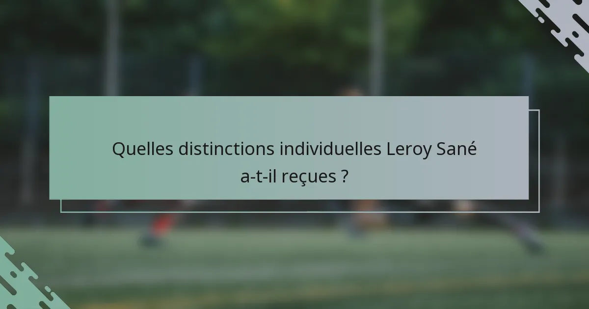 Quelles distinctions individuelles Leroy Sané a-t-il reçues ?