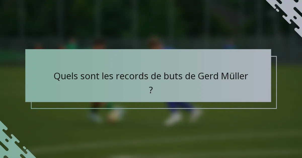 Quels sont les records de buts de Gerd Müller ?